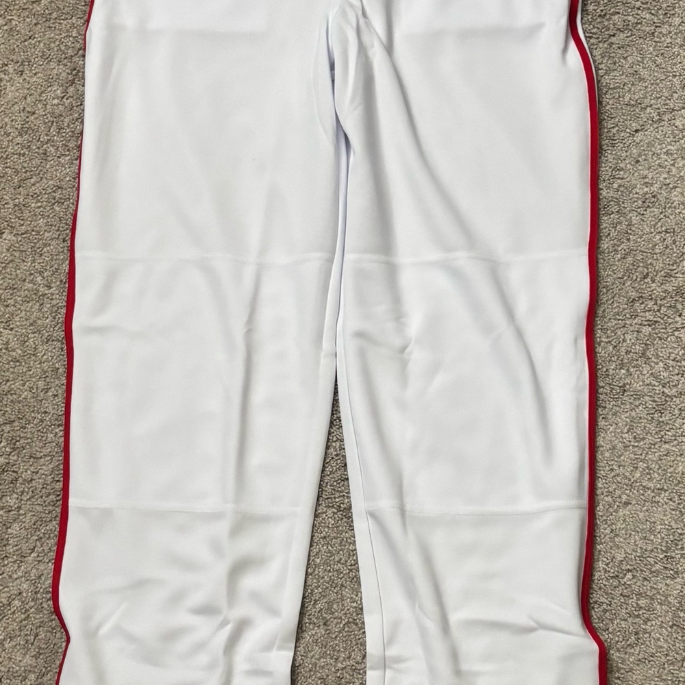 Kids White and Red Athletic Pants